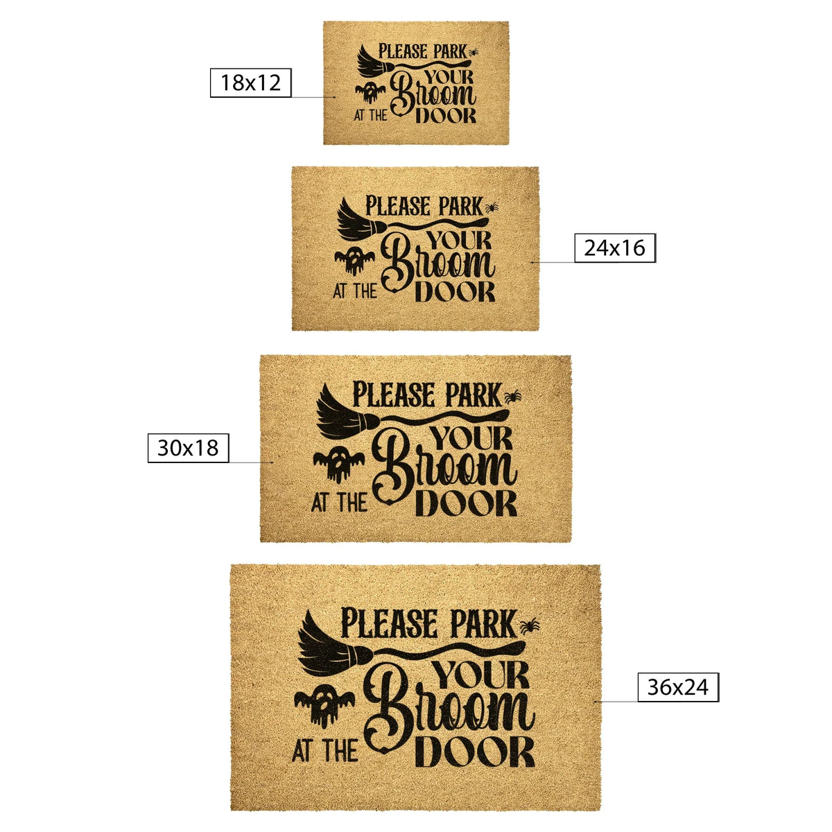 Please Park Your Broom at the Door Coir Doormat – Witchy Halloween Welcome Mat | Funny Fall Porch Decor | Rustic Farmhouse Entryway Rug