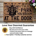 Please Park Your Broom at the Door Coir Doormat – Funny Witch Halloween Welcome Mat | Haunted House Front Porch Decor | Spooky Fall Entry Rug