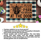 Please Park Your Broom at the Door Coir Doormat – Funny Witch Halloween Welcome Mat | Haunted House Front Porch Decor | Spooky Fall Entry Rug