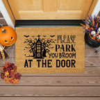 Please Park Your Broom at the Door Coir Doormat – Funny Witch Halloween Welcome Mat | Haunted House Front Porch Decor | Spooky Fall Entry Rug