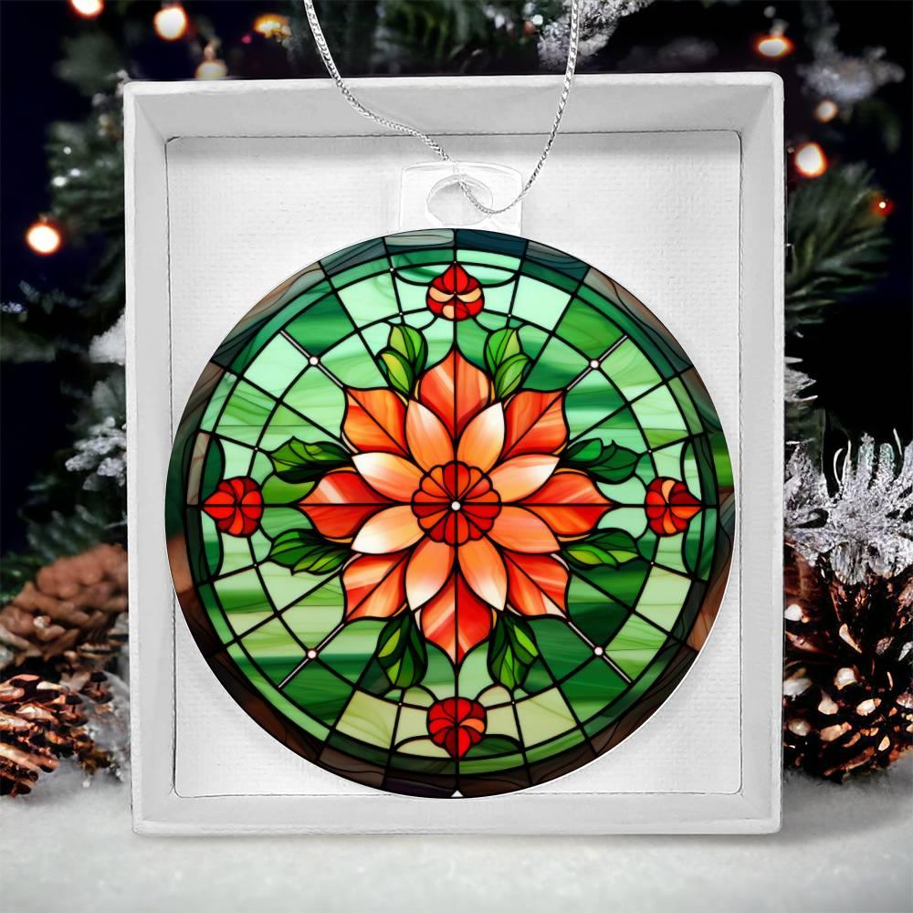 Poinsettia Acrylic Keepsake Christmas Ornament Suncatcher