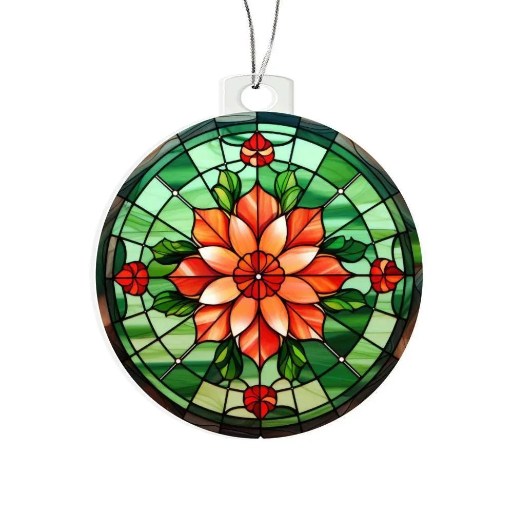 Poinsettia Acrylic Keepsake Christmas Ornament Suncatcher