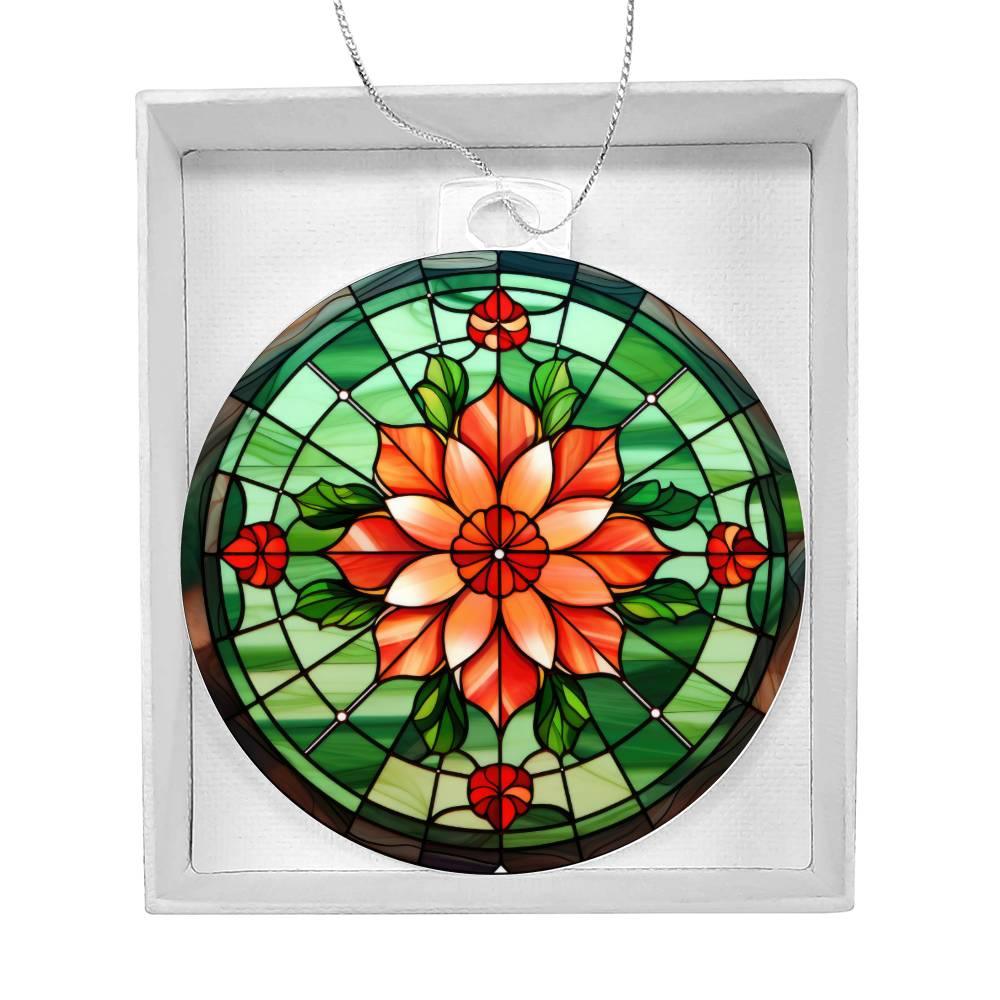 Poinsettia Acrylic Keepsake Christmas Ornament Suncatcher