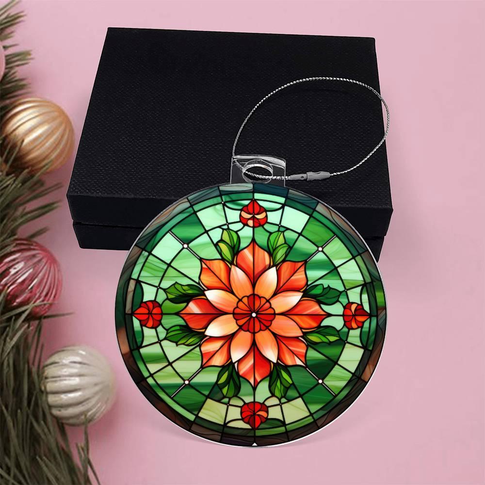 Poinsettia Acrylic Keepsake Christmas Ornament Suncatcher