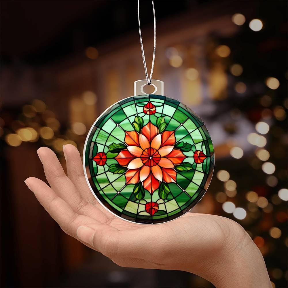 Poinsettia Acrylic Keepsake Christmas Ornament Suncatcher