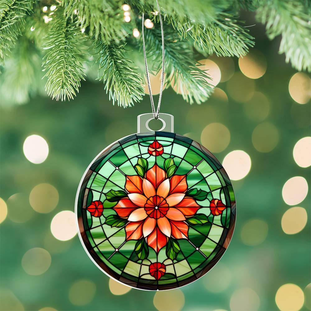Poinsettia Acrylic Keepsake Christmas Ornament Suncatcher