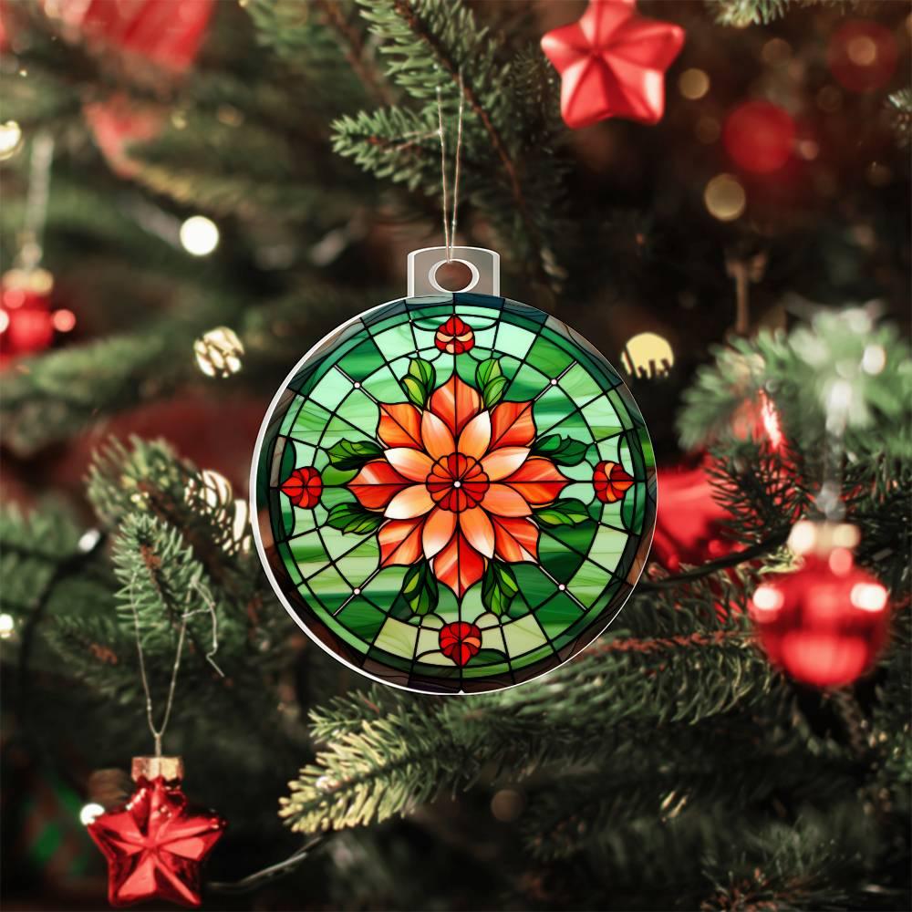 Poinsettia Acrylic Keepsake Christmas Ornament Suncatcher