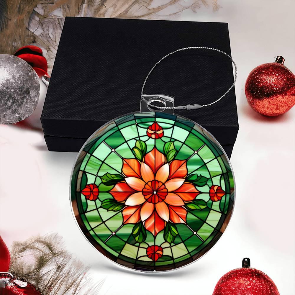 Poinsettia Acrylic Keepsake Christmas Ornament Suncatcher