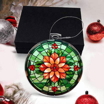 Poinsettia Acrylic Keepsake Christmas Ornament Suncatcher