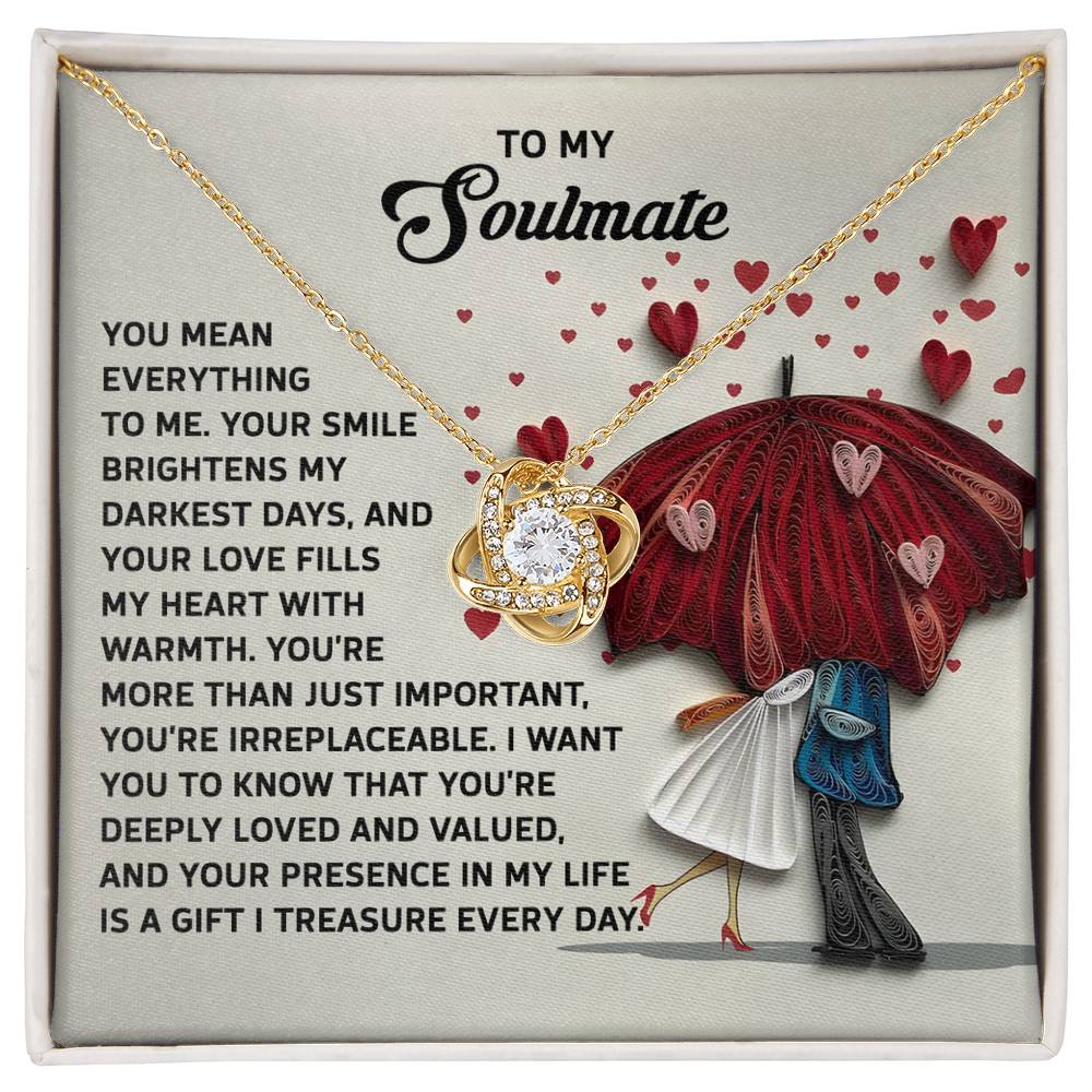 To My Soulmate - Love Knot Necklace – A Romantic Gift to Show She's Irreplaceable - Mallard Moon Gift Shop