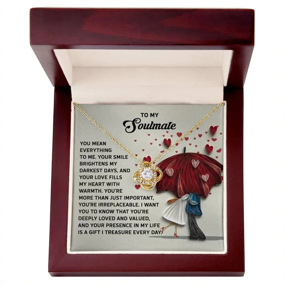 To My Soulmate - Love Knot Necklace – A Romantic Gift to Show She's Irreplaceable