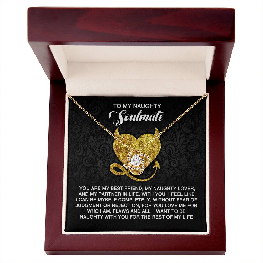 To My Naughty Soulmate - Love Knot Necklace with Flirty and Heartfelt Message Card - Mallard Moon Gift Shop