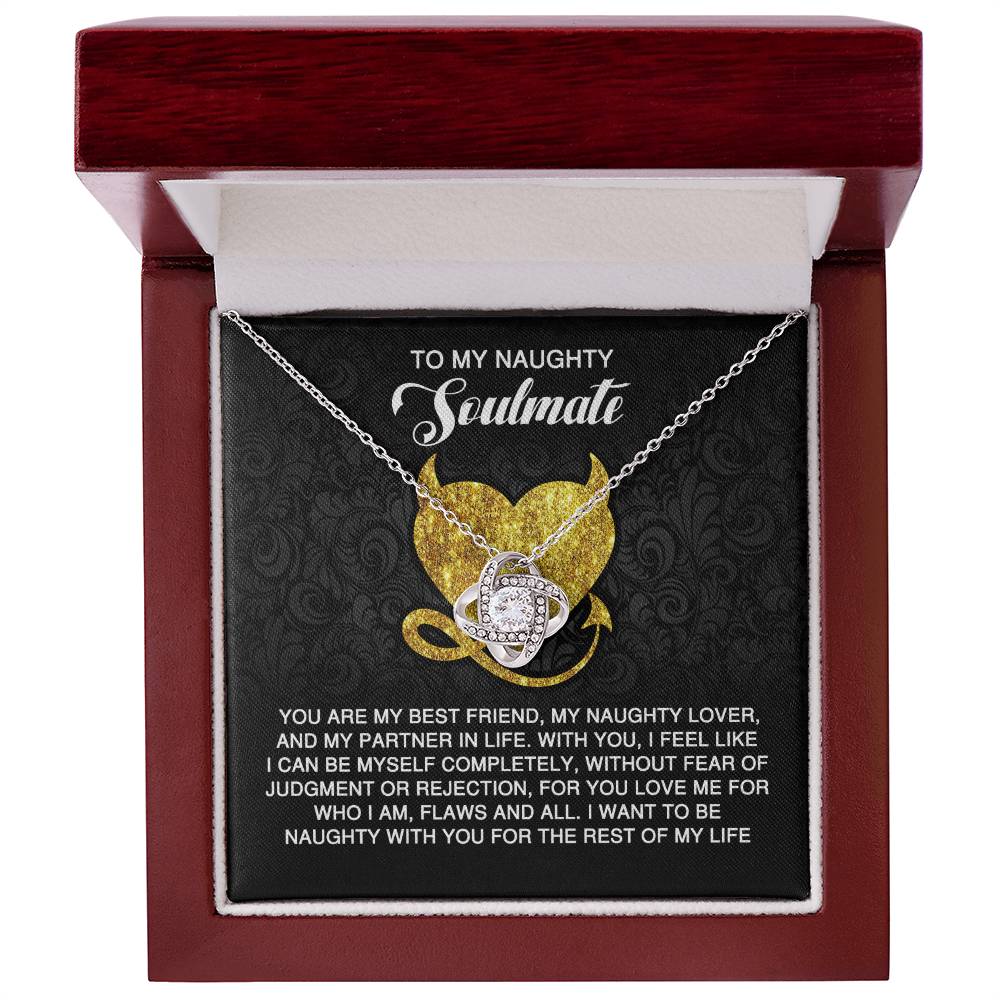 To My Naughty Soulmate - Love Knot Necklace with Flirty and Heartfelt Message Card - Mallard Moon Gift Shop