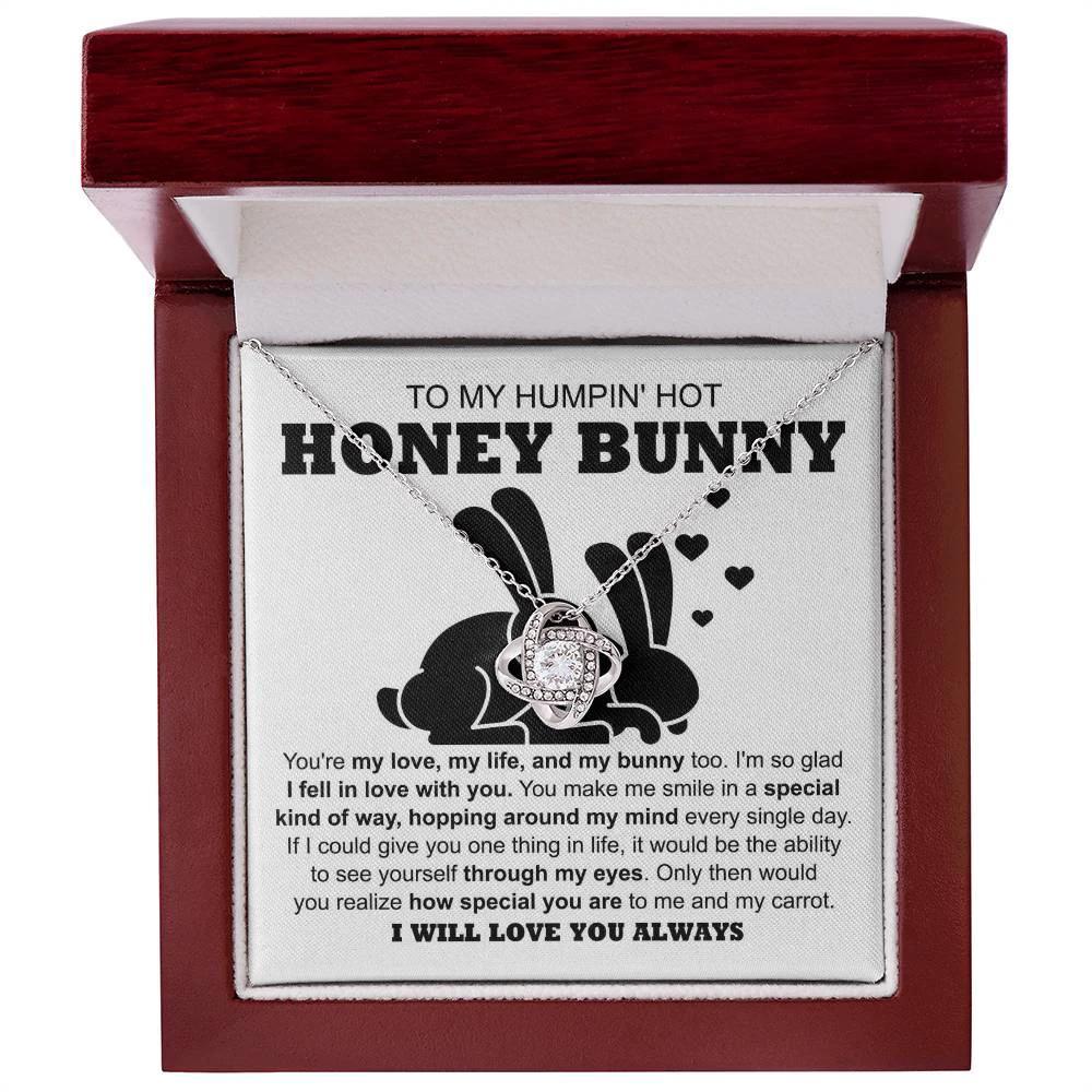To My Hot Honey Bunny - Love Knot Necklace with Fun and Romantic Message Card