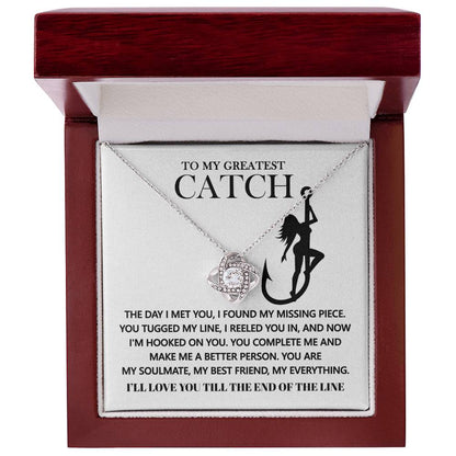 Gift for Soulmate - Hooked On You - Love Knot Pendant Necklace - Mallard Moon Gift Shop