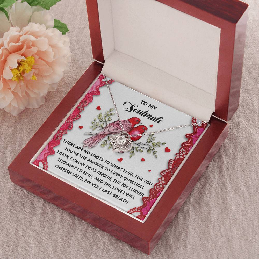 Romantic Gift for Her: Love Knot Necklace with Emotional Soulmate Message