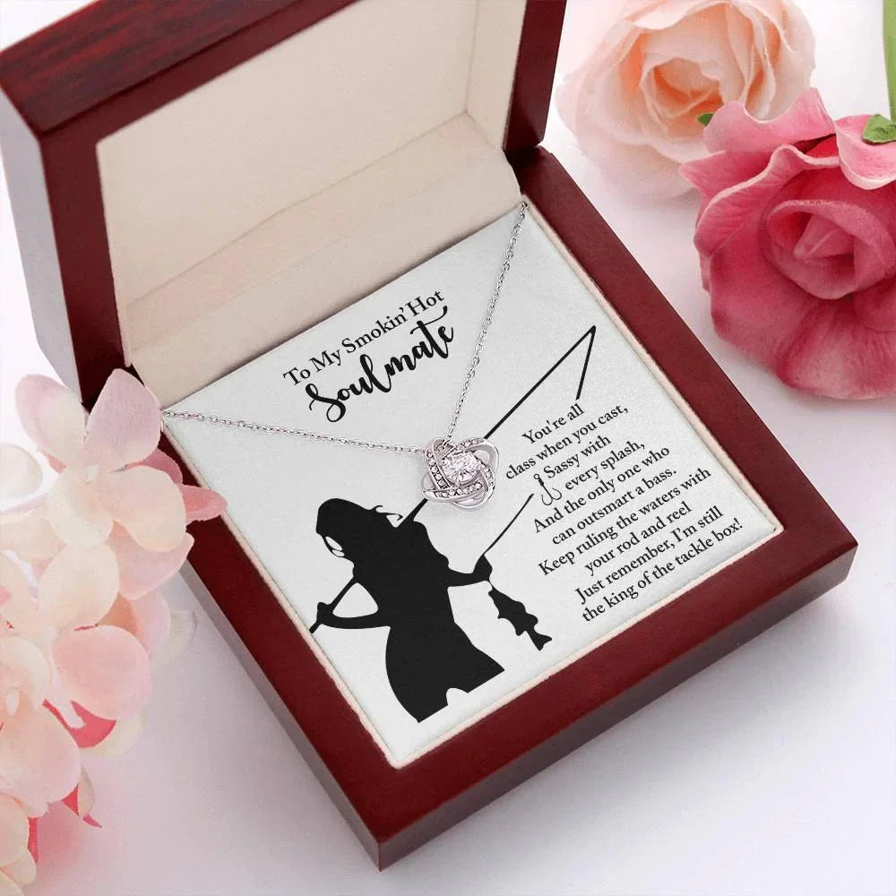 To My Smokin' Hot Soulmate - Fishing Themed Message Card with Love Knot Necklace