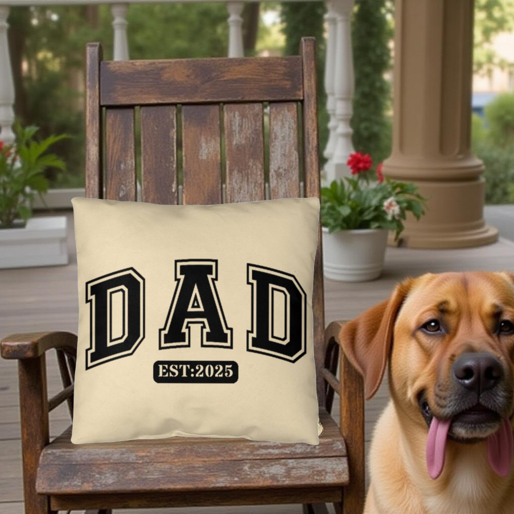 Personalized DAD Throw Pillow – Custom Year Gift for New Dads | Soft Spun Polyester, Double-Sided Print, 5 Sizes Available - Mallard Moon Gift Shop
