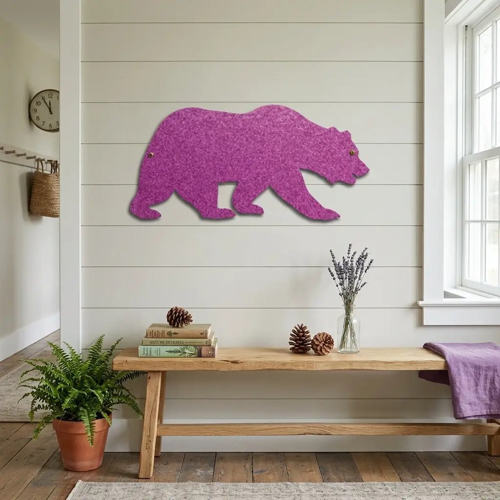 Grizzly Bear Metal Wall Art Sign – Rustic Cabin Wildlife Decor – Bear Silhouette Steel Wall Art – Outdoor Lodge Mountain Home Decor