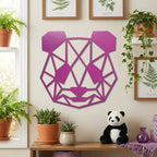 Geometric Panda Metal Wall Art – Modern Animal Steel Décor – Minimalist Panda Head Wall Hanging