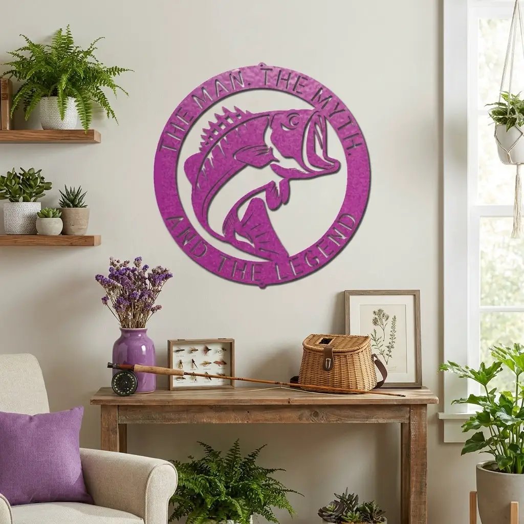 Personalized Bass Fishing Metal Sign Custom Fisherman Wall Art - Lake House Decor Outdoor Sign