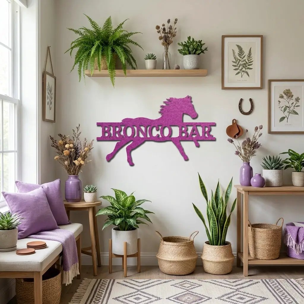 Personalized Horse Metal Wall Art Sign – Custom Ranch Name Sign – Western Barn Decor – Equestrian Steel Wall Art – Rustic Farmhouse Horse Lover Gift