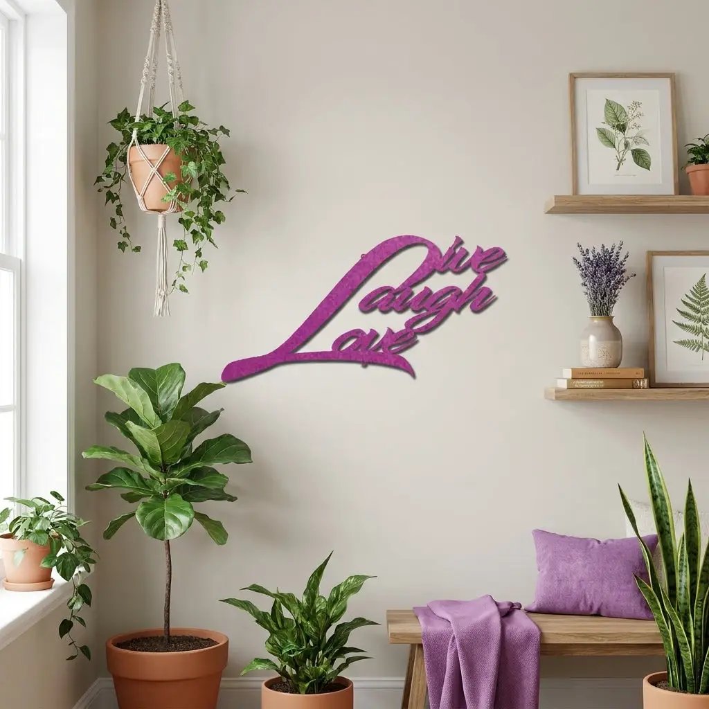 Live Laugh Love Metal Wall Art – Inspirational Script Metal Sign – Farmhouse Home Decor – Rustic Indoor Outdoor Steel Wall Hanging