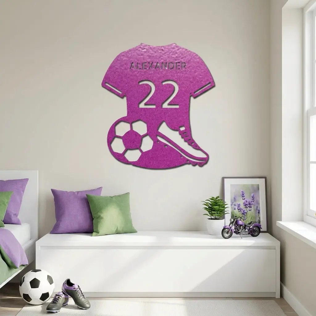 Soccer Jersey Monogram Custom Name Steel Sign Metal Wall Art