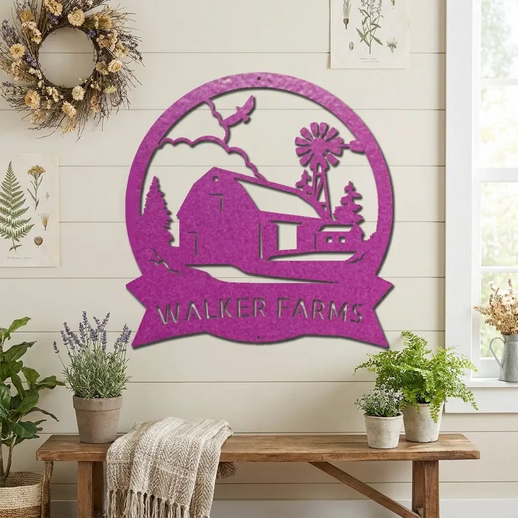 Barn Farmhouse Custom Name Metal Art Wall Sign