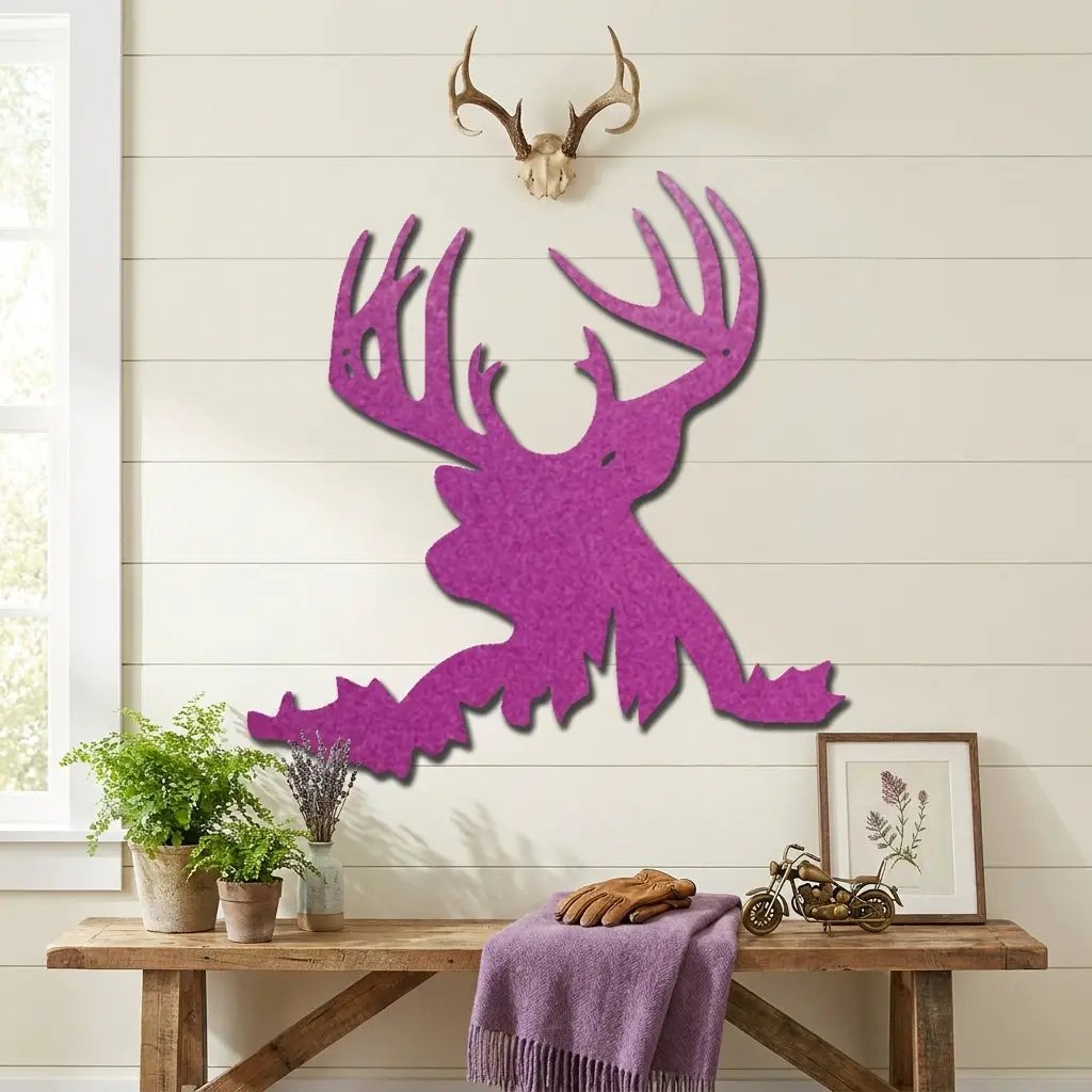 Deer Head Metal Wall Art – Buck Silhouette Wall Decor – Rustic Cabin Decor – Hunting Gift – Lodge Wall Art