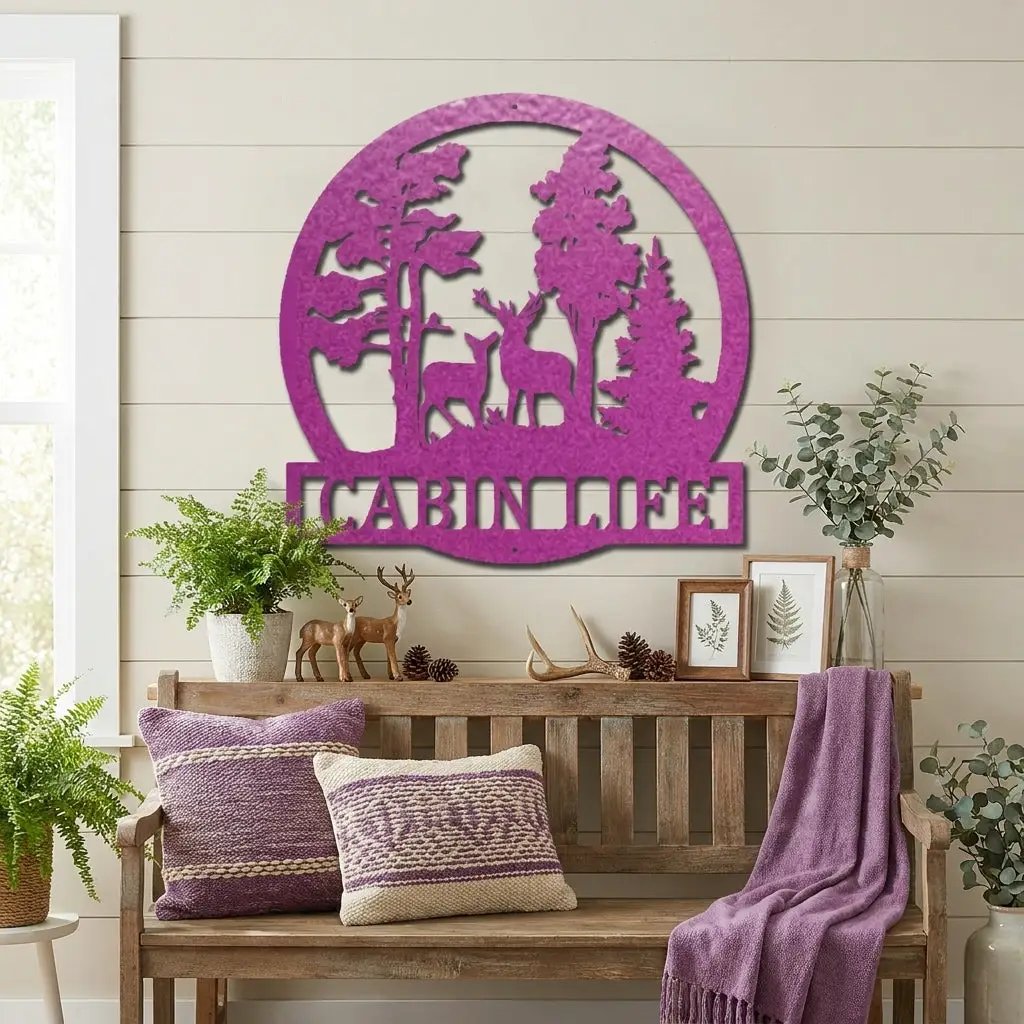 Deer in the Woods Personalized Metal Art Wall Sign: A Serene Slice of Nature for Your Home