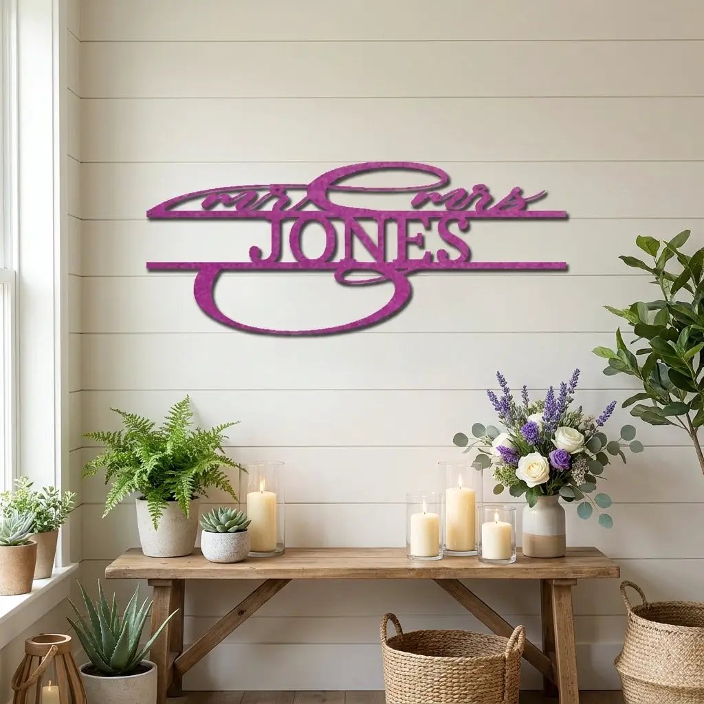 Mr And Mrs Couples Personalized Name Metal Art Wall Sign