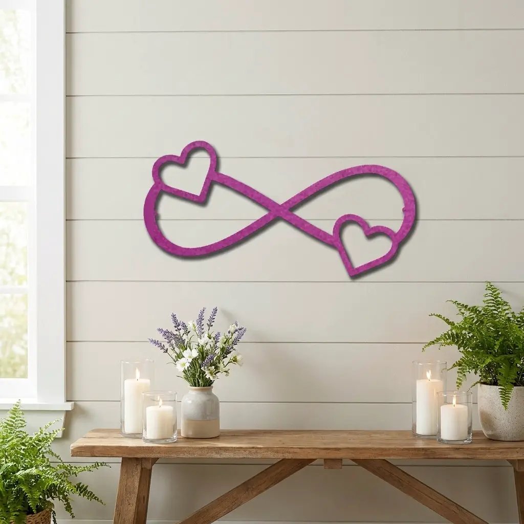 Infinity Heart Metal Wall Art – Personalized Couple Sign – Romantic Wall Decor – Wedding & Anniversary Gift