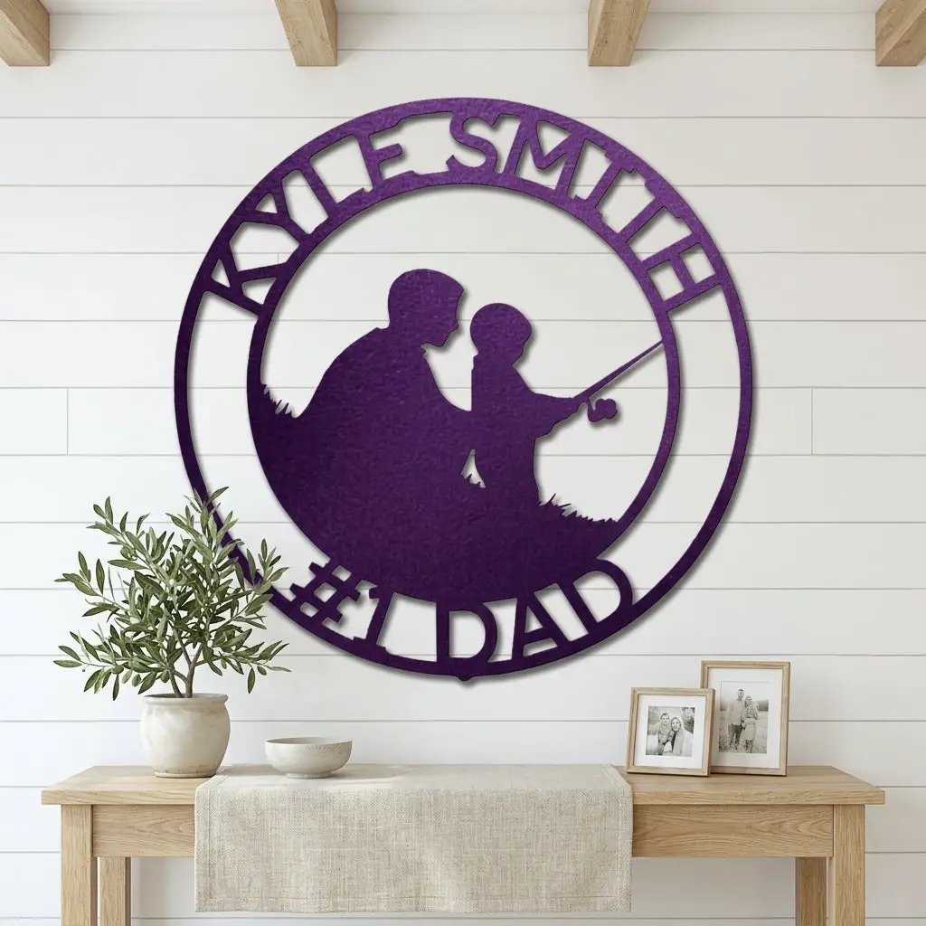 Personalized Father and Son Fishing Sign, Custom Dad Gift, Fishing Wall Decor, Father’s Day Gift, Gift for Fisherman, Metal Wall Art