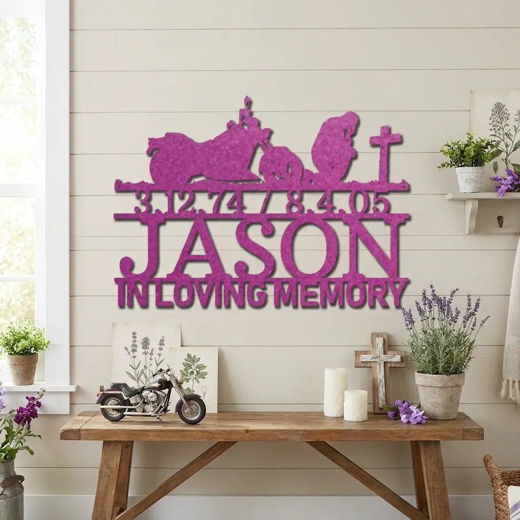 Motorcycle Memorial Metal Sign, Personalized In Loving Memory Sign, Custom Biker Memorial, Motorcycle Loss Gift