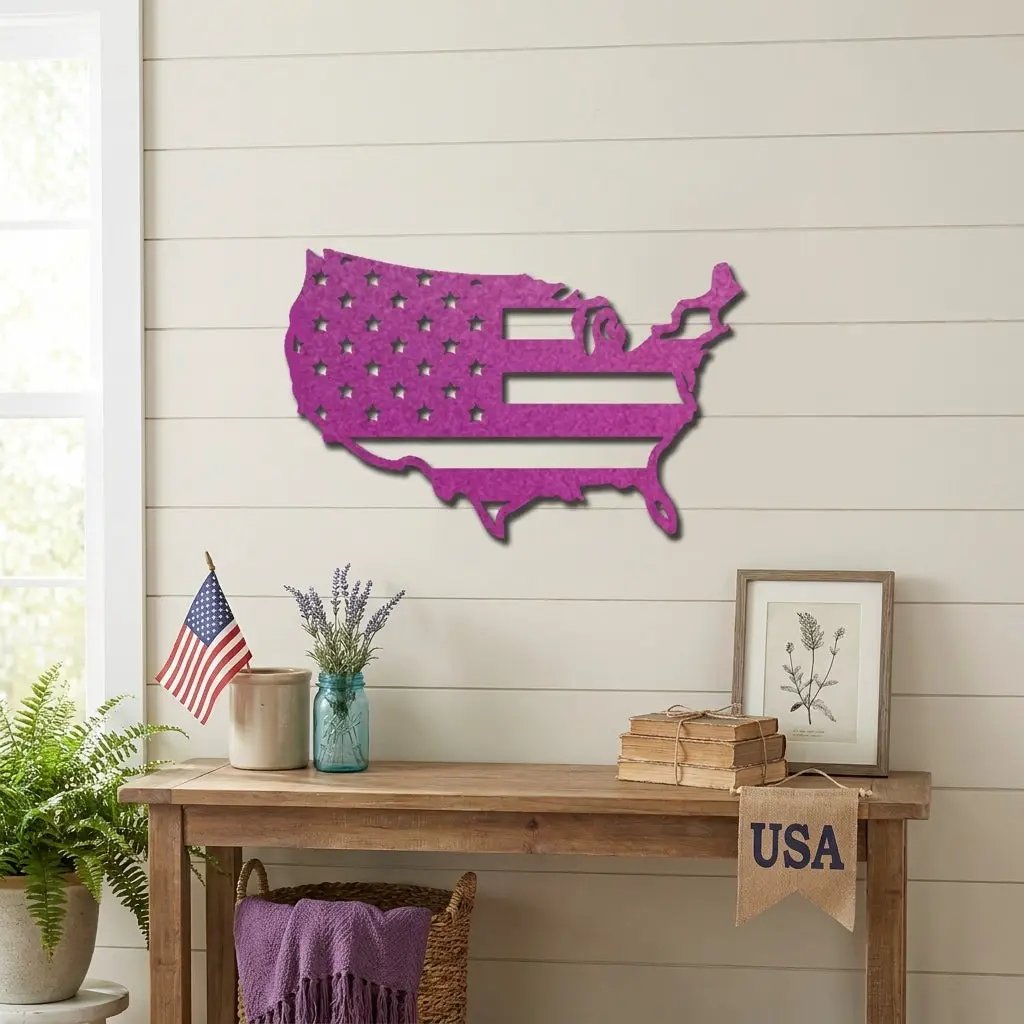 USA Flag Map Metal Wall Art – A Modern Symbol of American Pride