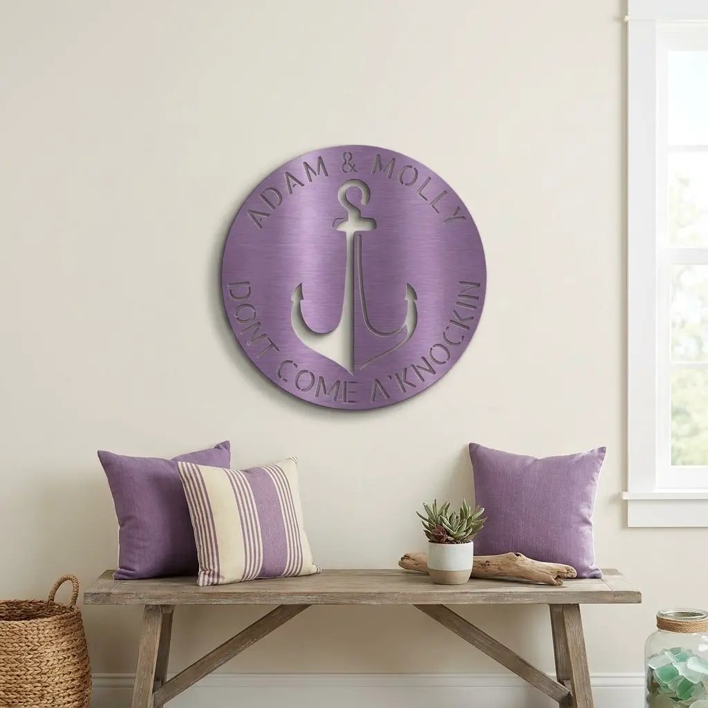 Anchor Personalized Metal Sign, Nautical Wall Decor, Family Name Sign, Beach, Boat House Decor