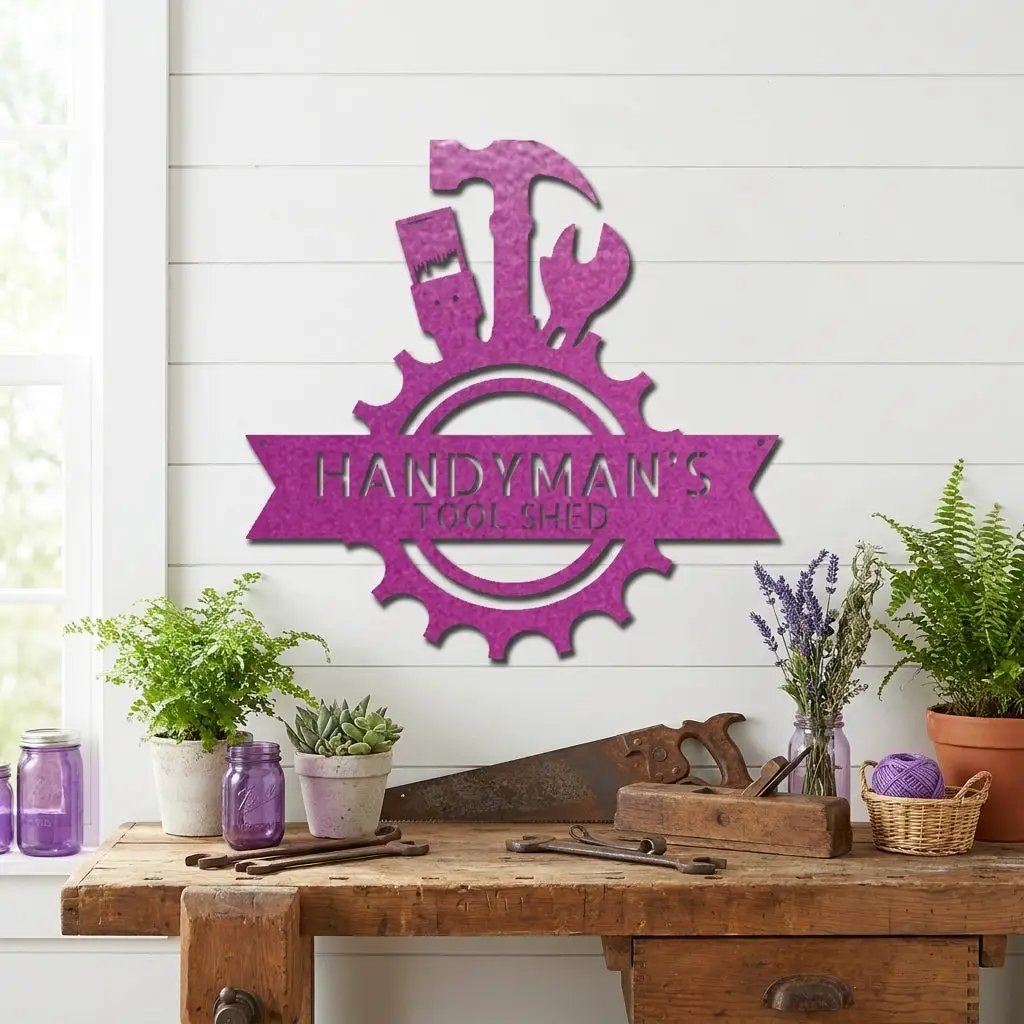 Personalized Handyman Metal Wall Art – Custom Tool Sign – Mechanic Garage Decor – Workshop Wall Art – Gift for Dad