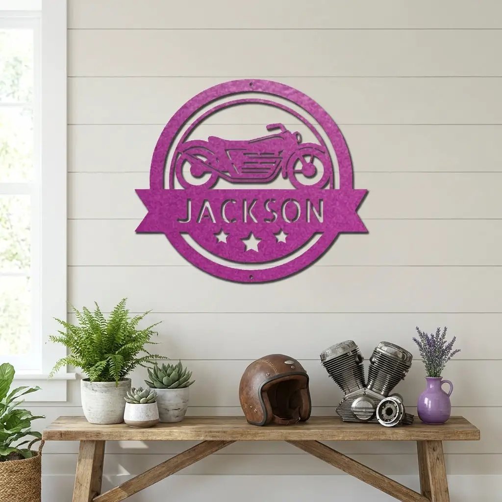 Personalized Motorcycle Metal Sign – Custom Biker Name Sign – Garage Wall Decor