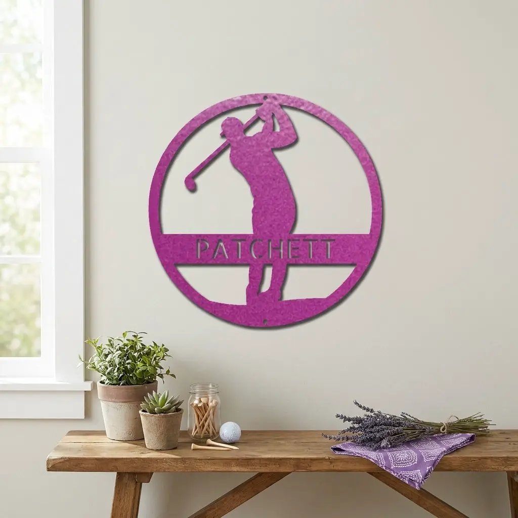 Personalized Golfer Metal Wall Art Custom Name Golf Sign Man Cave Decor Golf Gift for Dad Golf Lover Metal Wall Sign Outdoor Decor