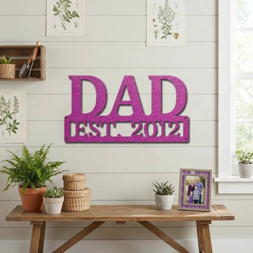 Dad Personalized Established Date Metal Aet Sign – Father’s Day Gift – Custom Family Decor