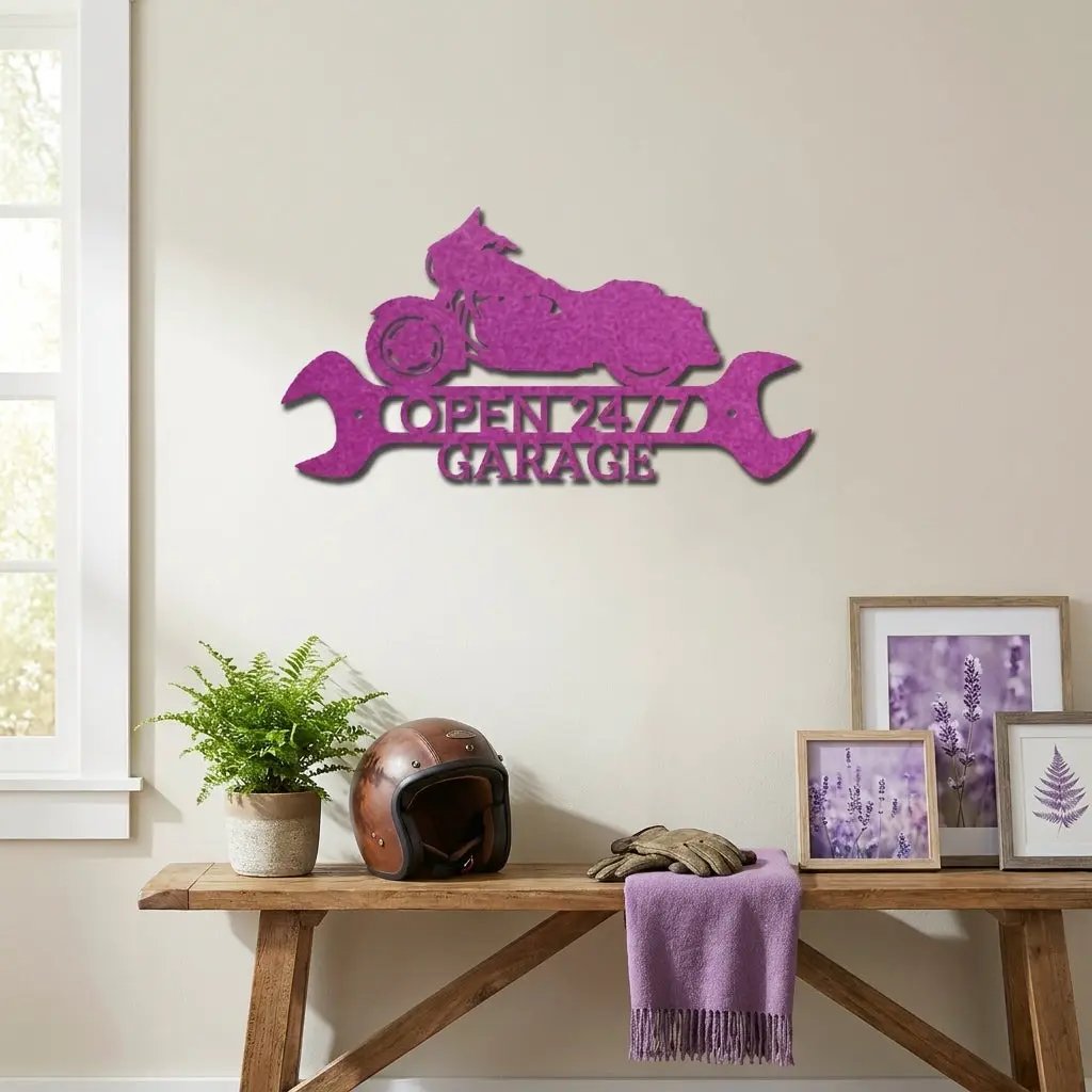Personalized Motorcycle Garage Metal Sign – Biker Gift – Custom Name Metal Sign – Man Cave Decor – Garage Sign