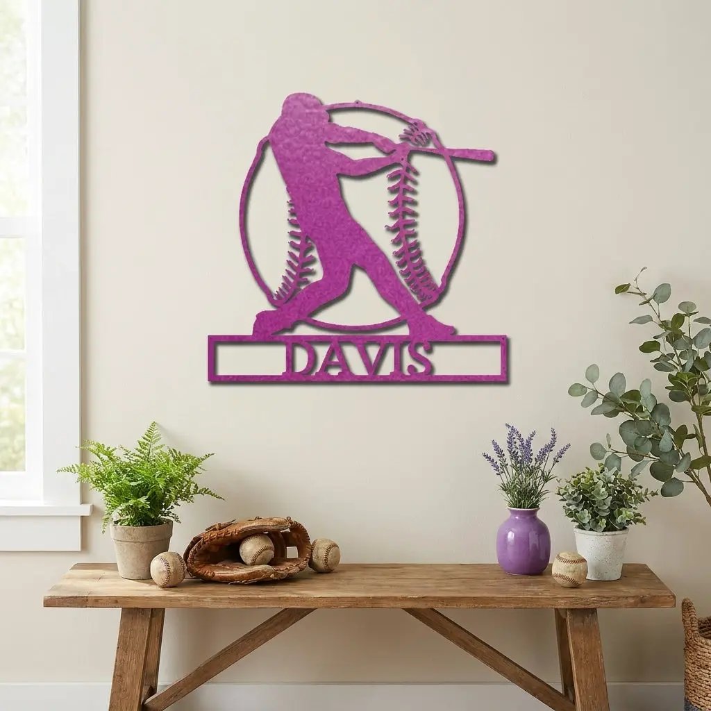 Personalized Baseball Metal Wall Art, Custom Name Baseball Player Sign, Sports Decor for Boys Room, Baseball Gift, Team Player Wall Decor