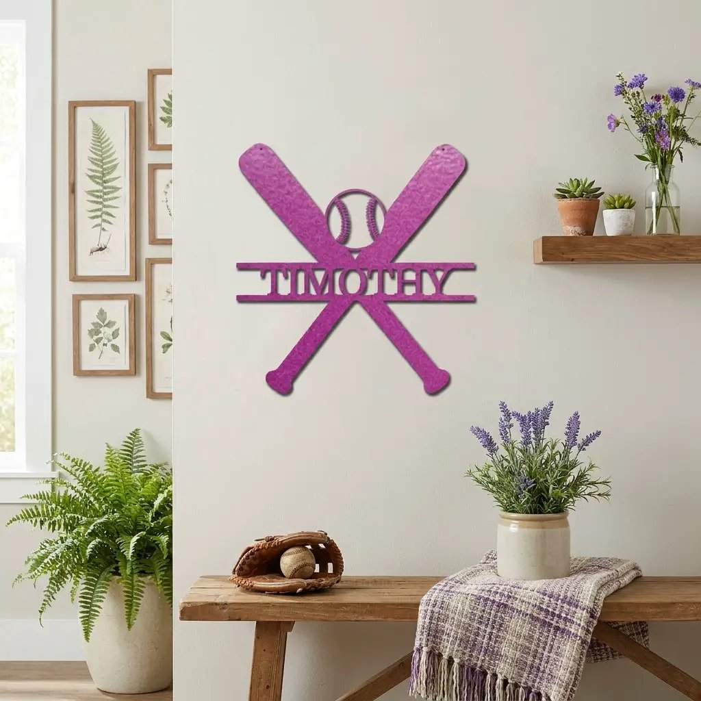 Personalized Baseball Bat Metal Wall Art with Name, Custom Baseball Sign, Boys Room Decor, Sports Wall Art, Baseball Player Gift Idea