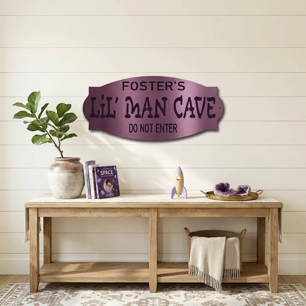 Lil Man Cave Personalized Name Indoor Outdoor Steel Wall Sign Metal Art Boy Room Decoration