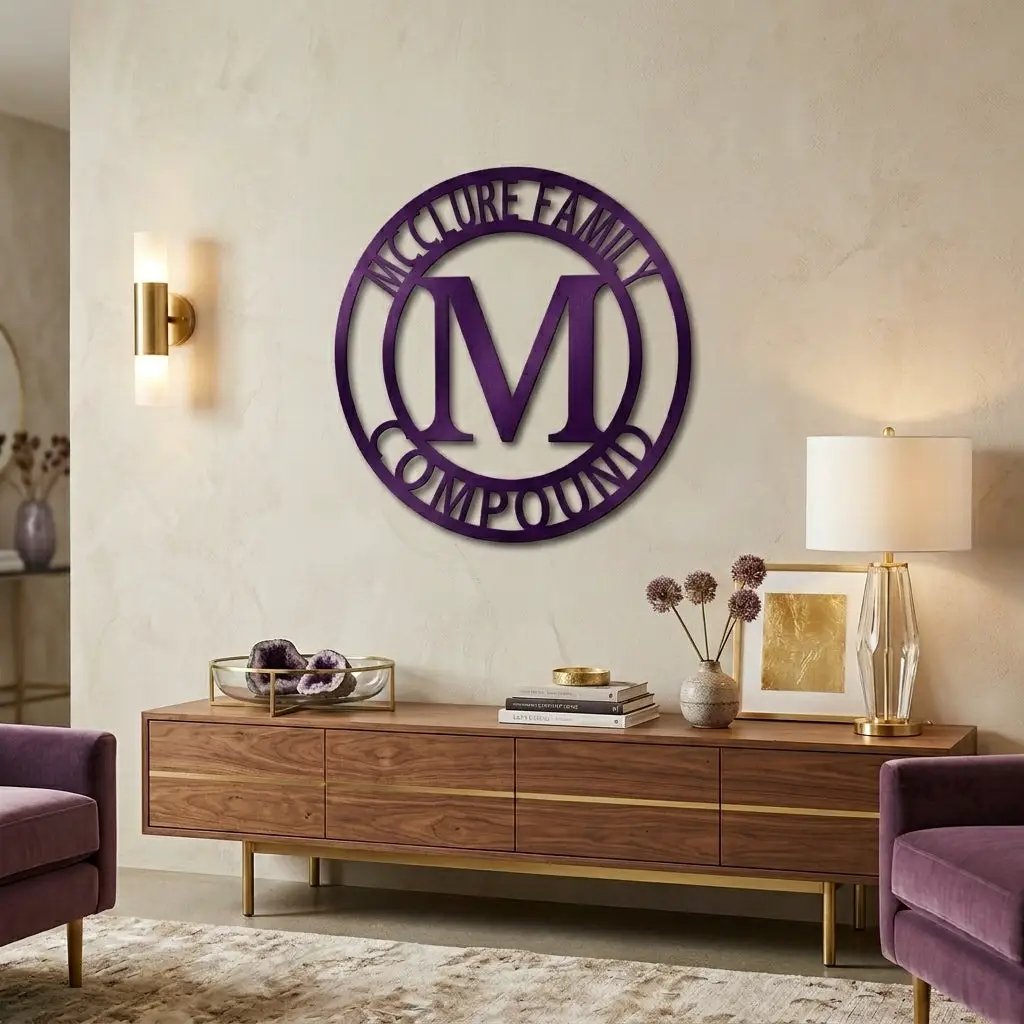 Letter Family Name Personalized Indoor Outdoor Steel Wall Sign Art