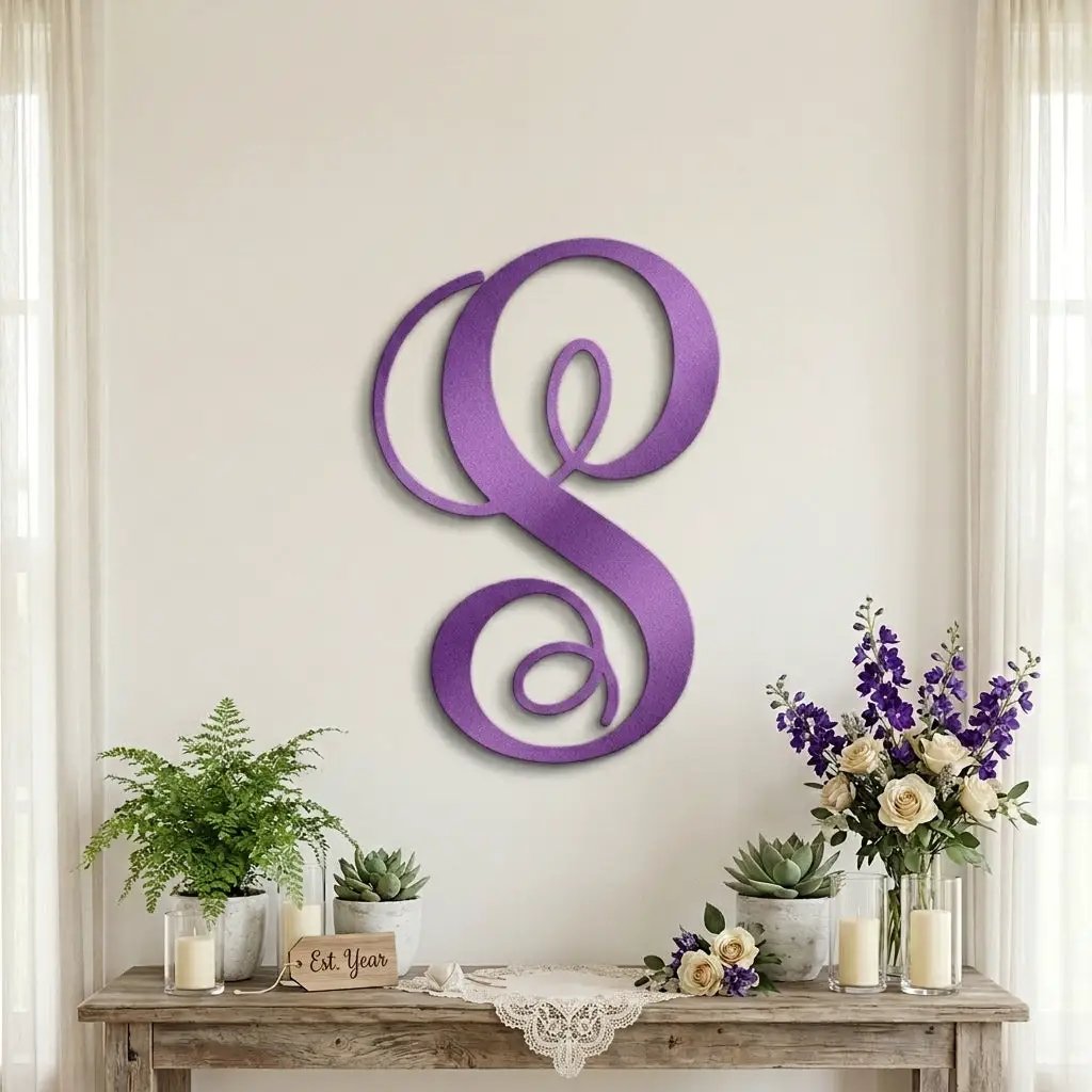 Fancy Initial Custom Monogram Metal Wall Art