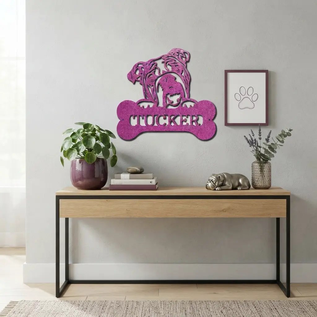 Bulldog Custom Name Metal Art Wall Sign