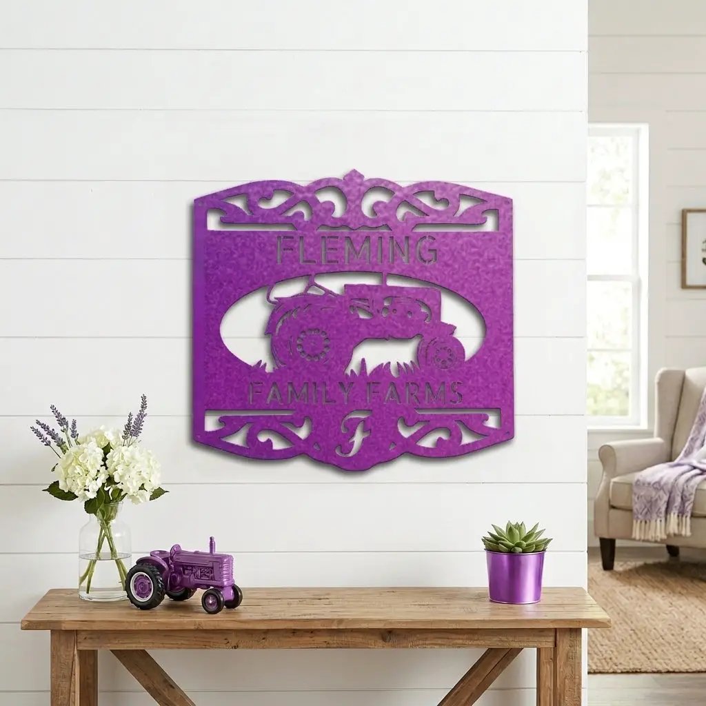 Personalized Family Farm Metal Wall Art Sign Custom Farm Name Tractor Steel Sign Elegant Farmhouse Decor Outdoor Ranch Sign