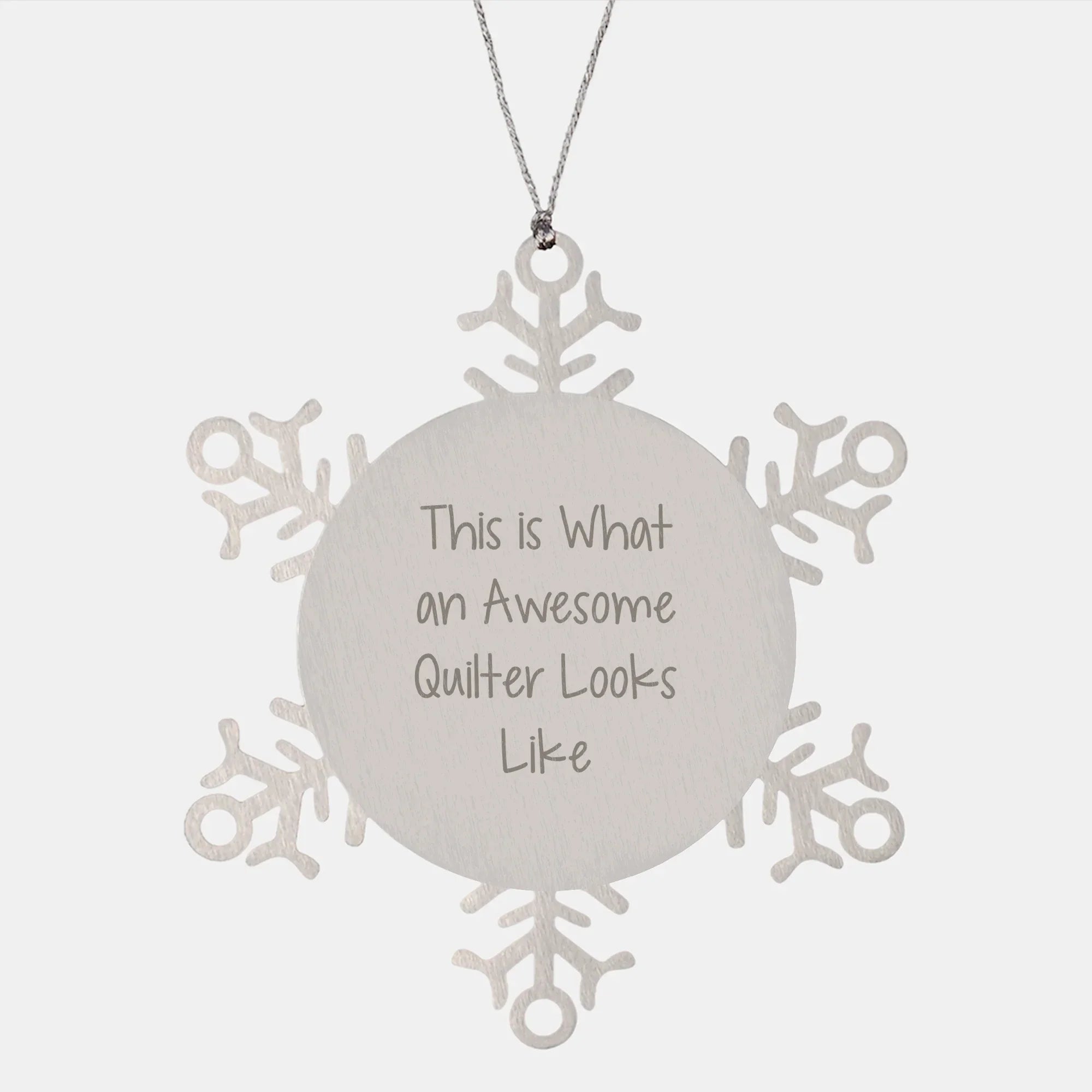 Quilter Gifts for Christmas - 'This Is What An Awesome Quilter Looks Like' Snowflake Ornament, Gifts from Friends or Family, 3.14 inches, Shatterproof